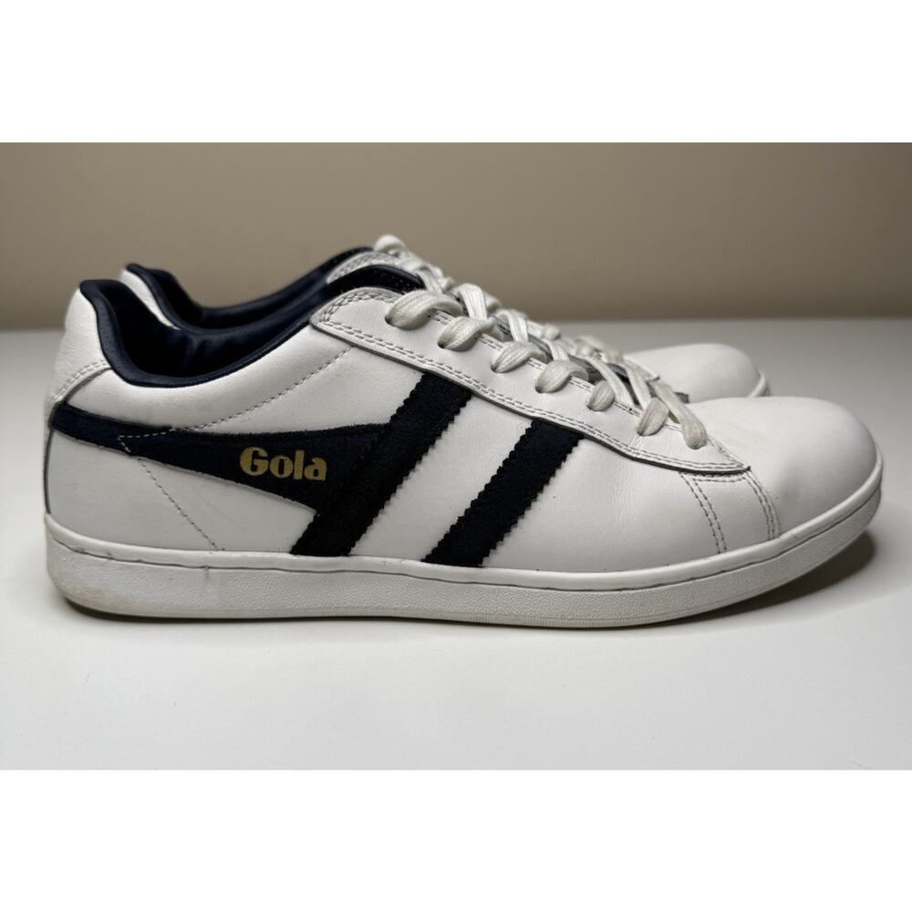 Gola Equipe II Sneaker Mens 9 White Vintage Blue Leather Suede Low Classic Shoes